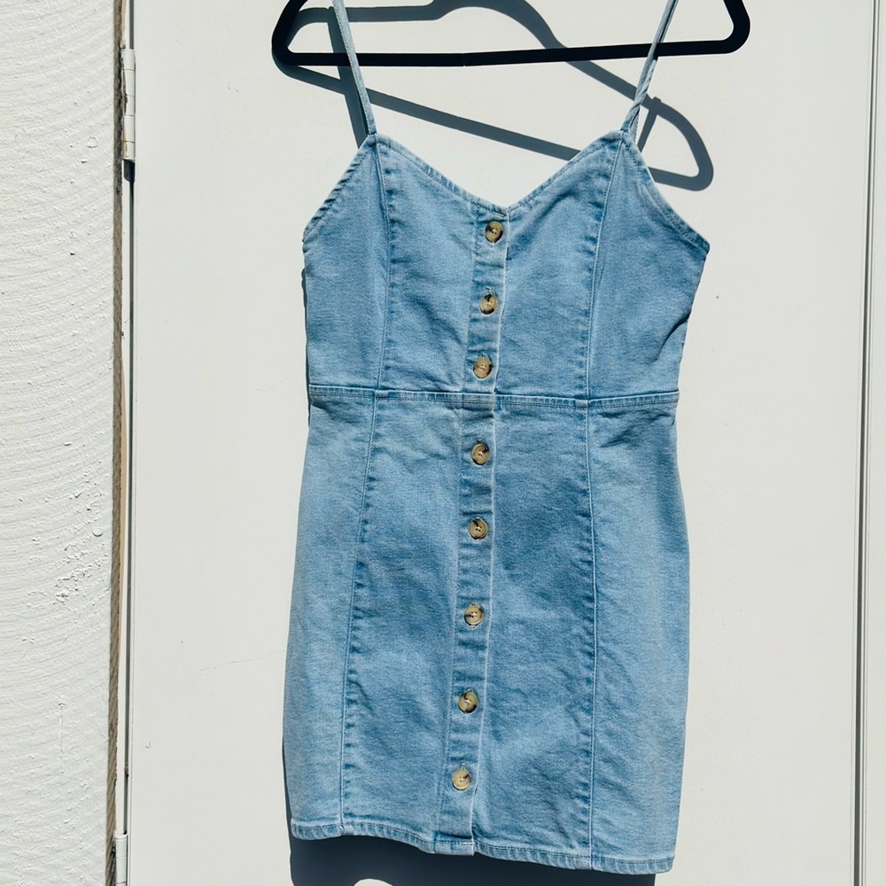 Light Blue Denim Button-Down Dress